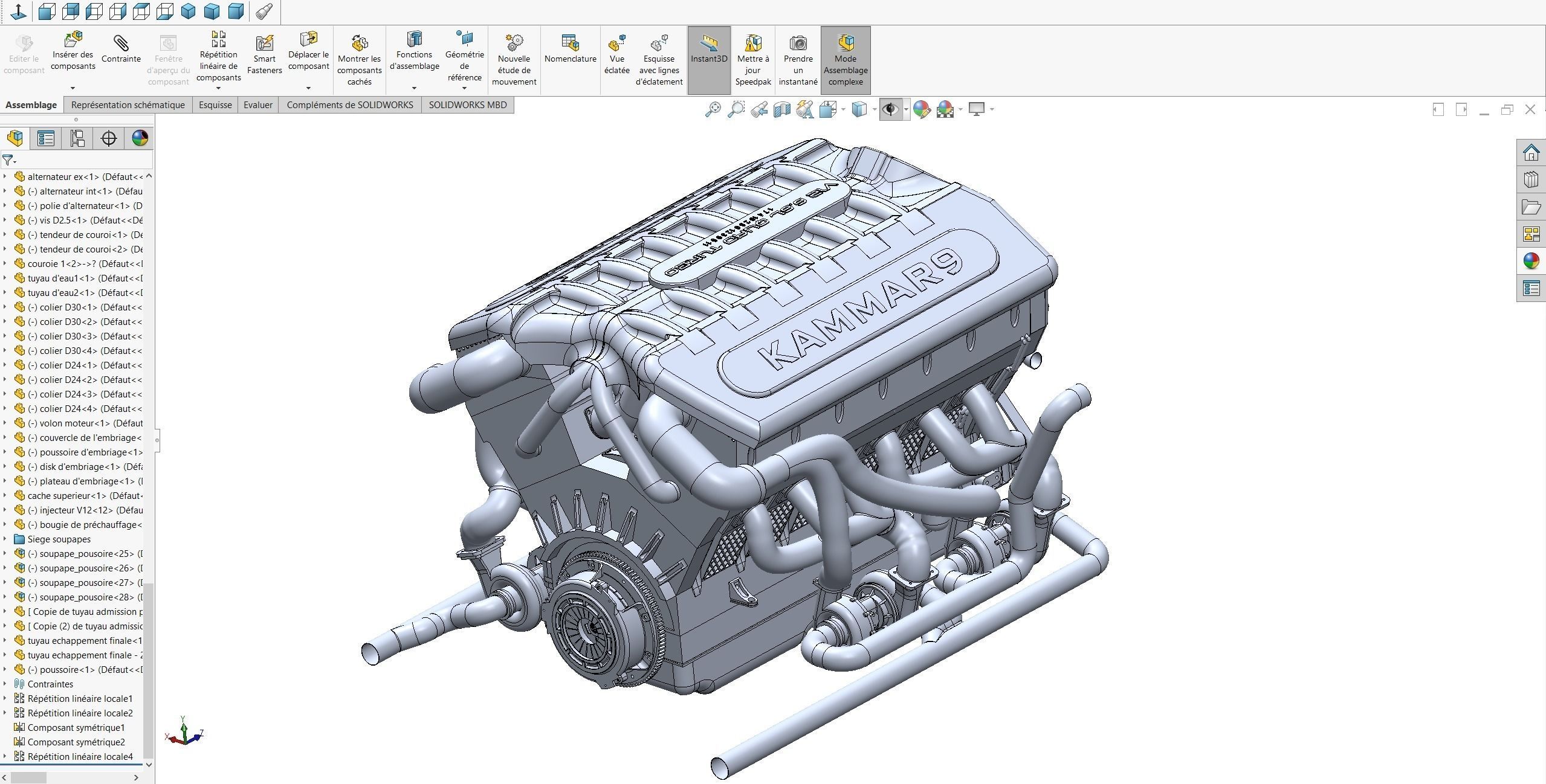 V12 Engine Model with native file Solidworks  3D model_7