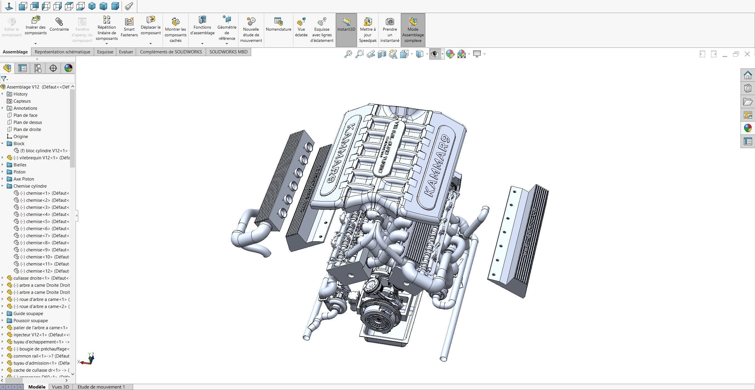 V12 Engine Model with native file Solidworks  3D model_10