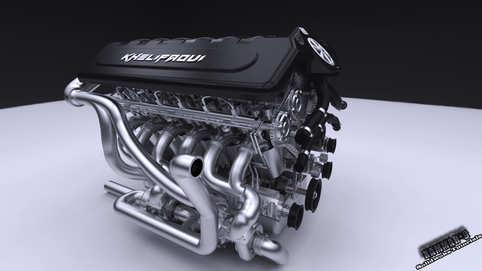 V12 Engine Model with native file Solidworks  3D model_17