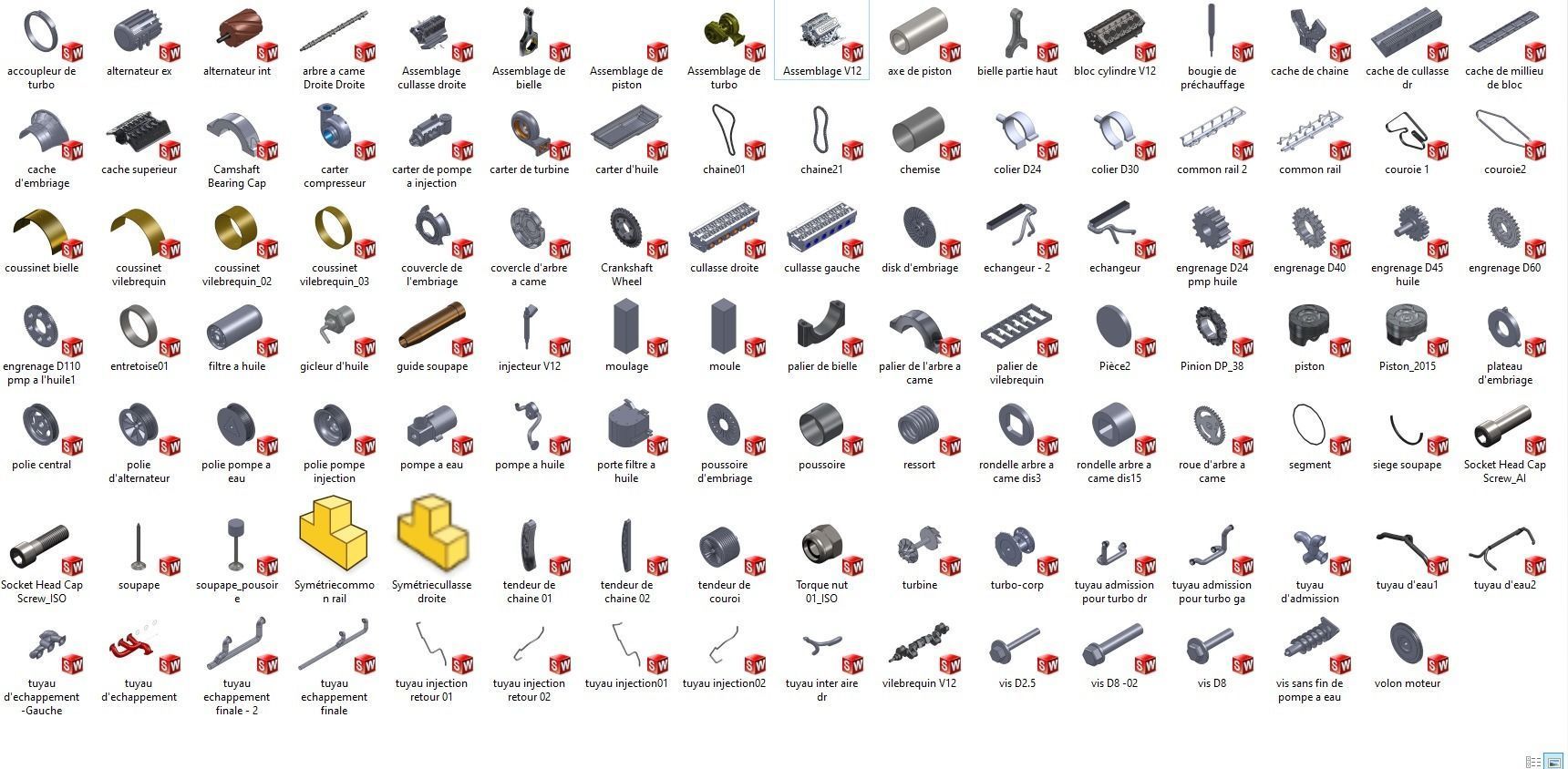 V12 Engine Model with native file Solidworks  3D model_9
