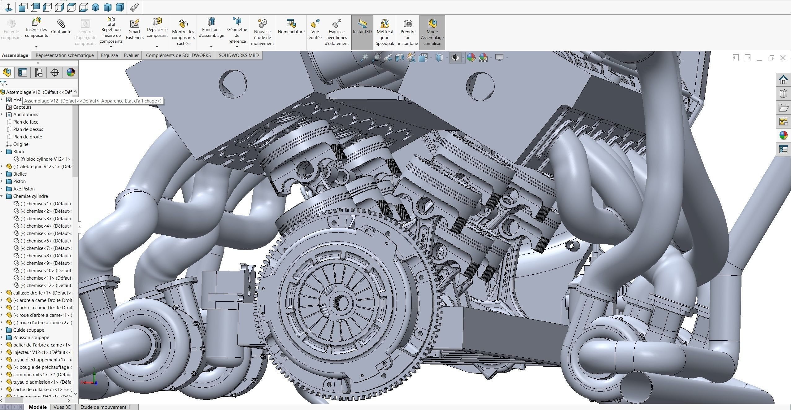 V12 Engine Model with native file Solidworks  3D model_2