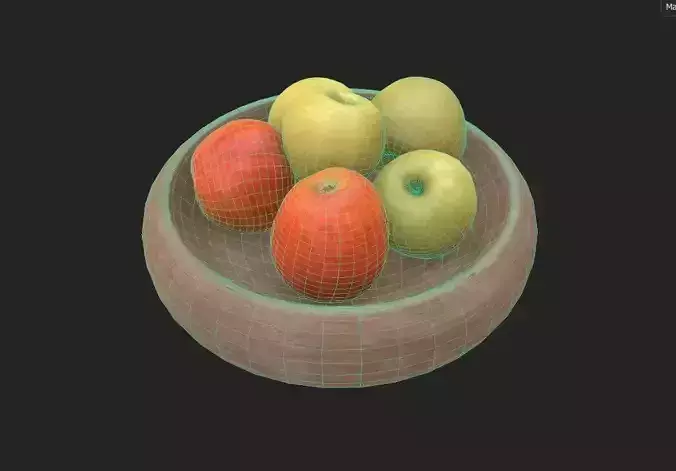 Apple Set2-1 Low-poly 3D model 2