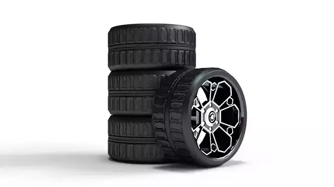 Realistic Vehicle Wheel Pack of 4 3D Model