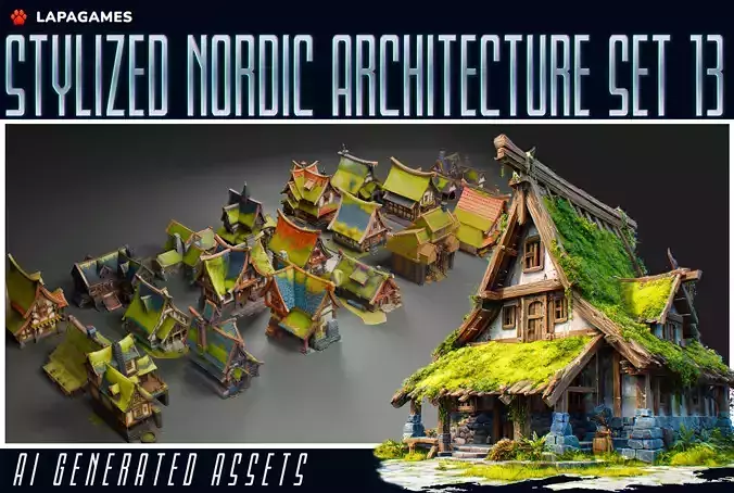Stylized Nordic Architecture Set 13