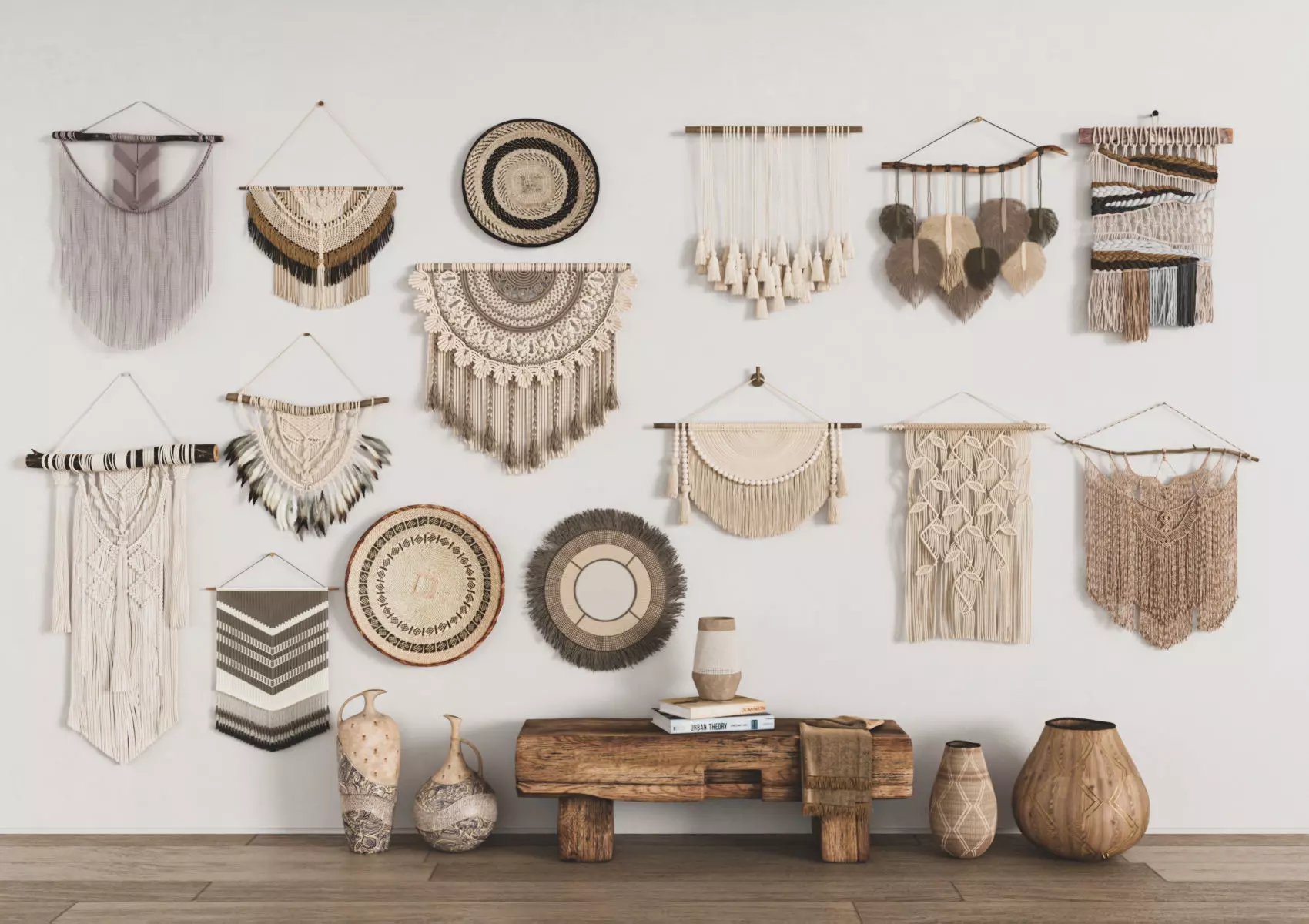 set of Boho and Macrame 3D model