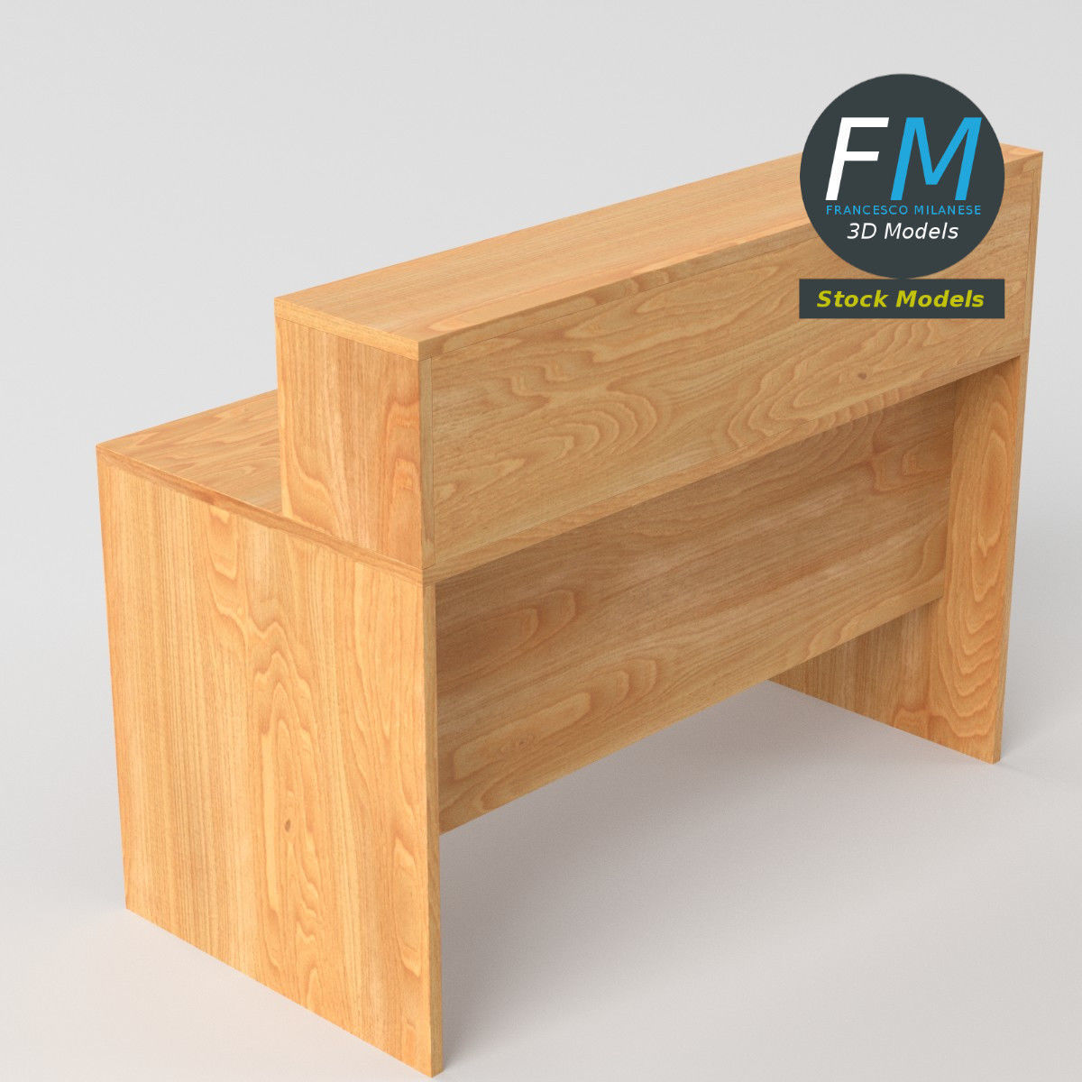 Desk 1 Low-poly 3D model_5