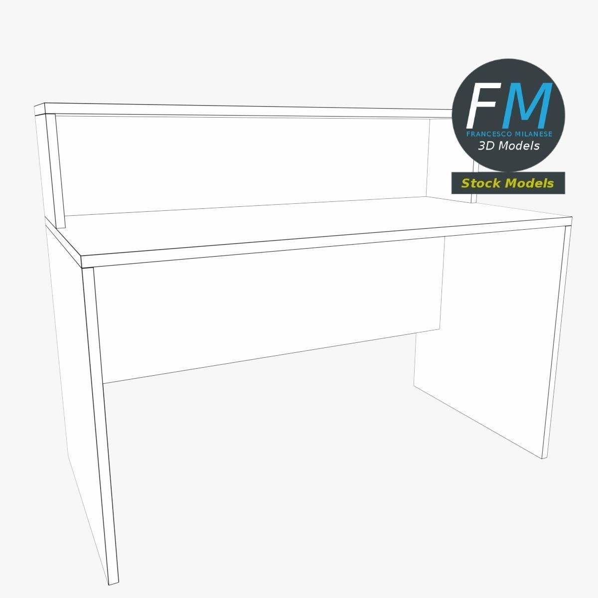 Desk 1 Low-poly 3D model_7