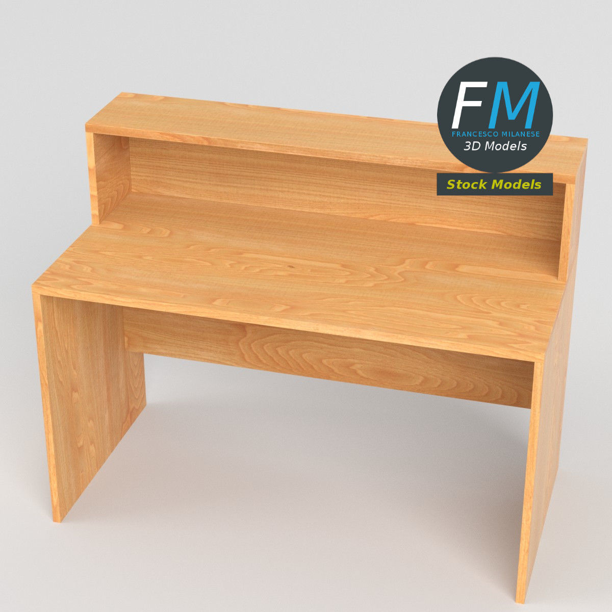 Desk 1 Low-poly 3D model_2