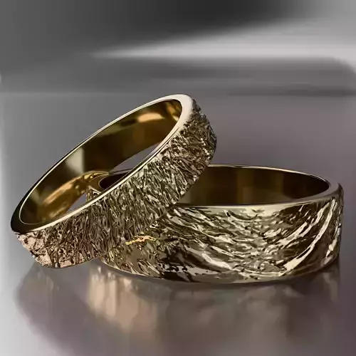 Men and woman textured rings printable jewellery 3D model