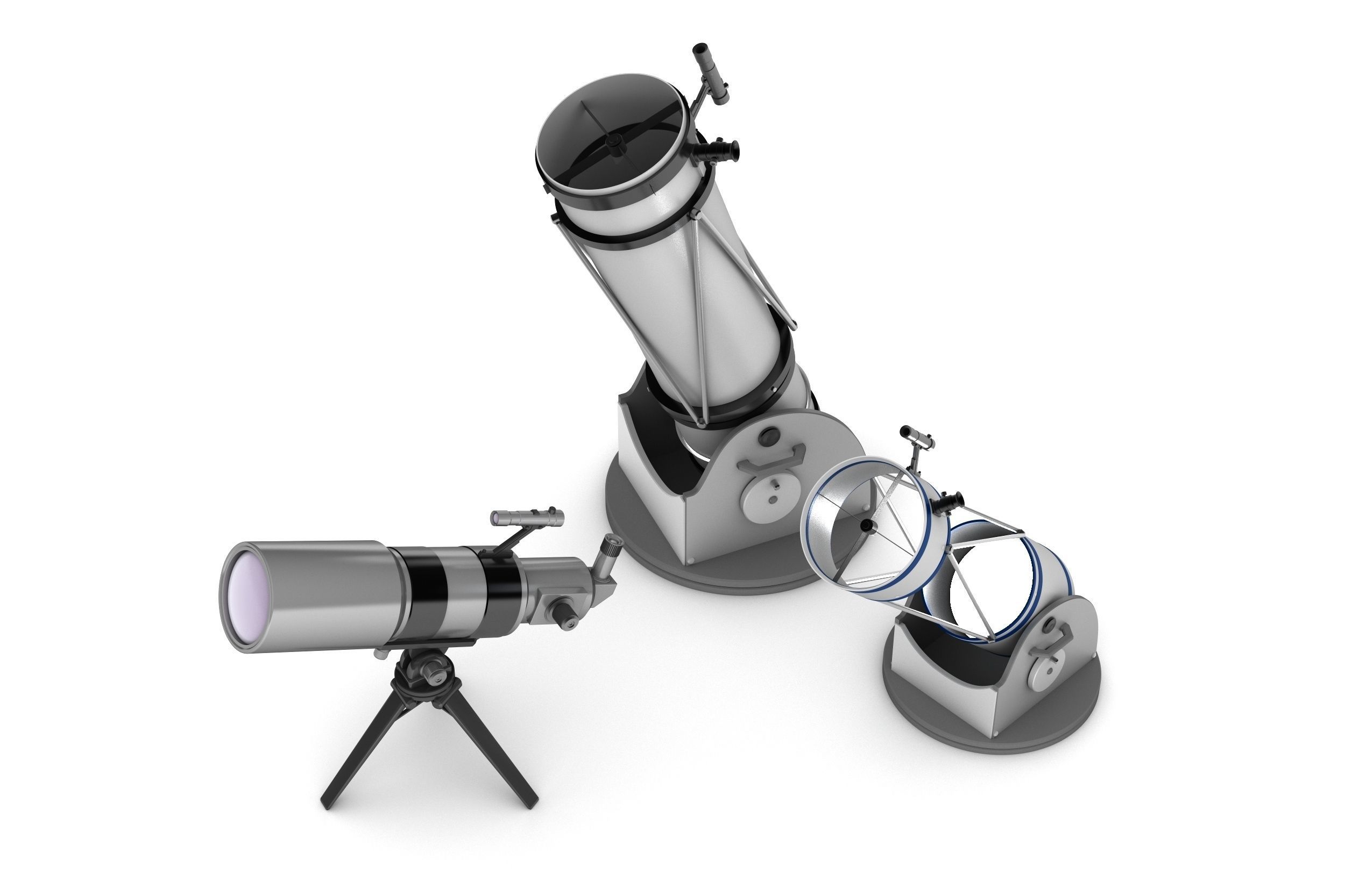 Telescopes refractor and reflector system 3D model_2
