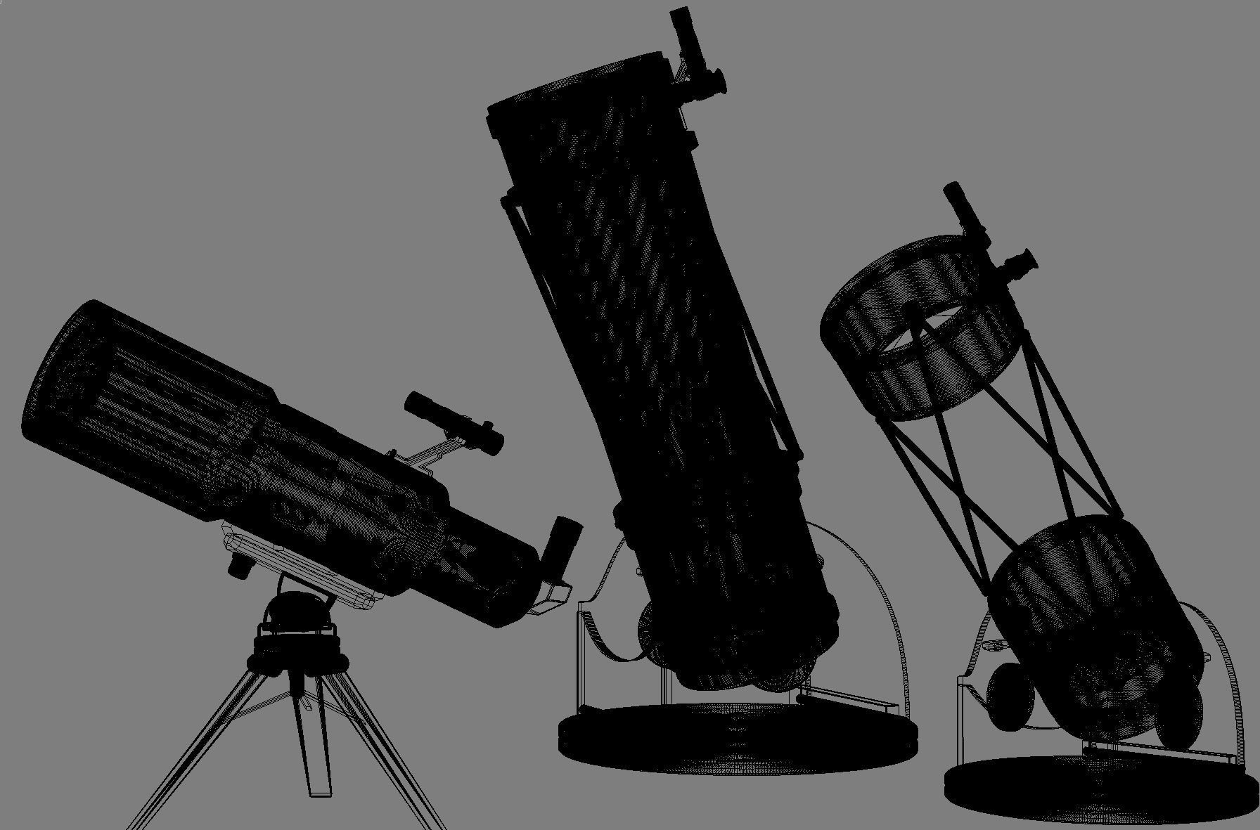 Telescopes refractor and reflector system 3D model_10