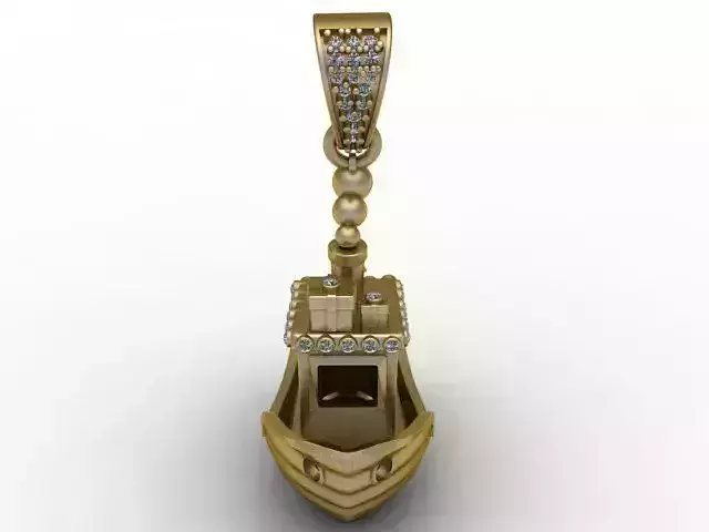 Golden Gondola Boat Pendant  Luxury Nautical Jewelry STL