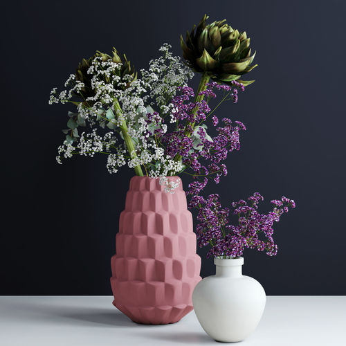 Bouquets in pink and white vases 3D model