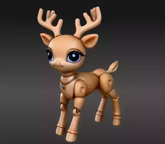 Christmas Reindeer Articulated Holiday Reindeer 3D Print Model