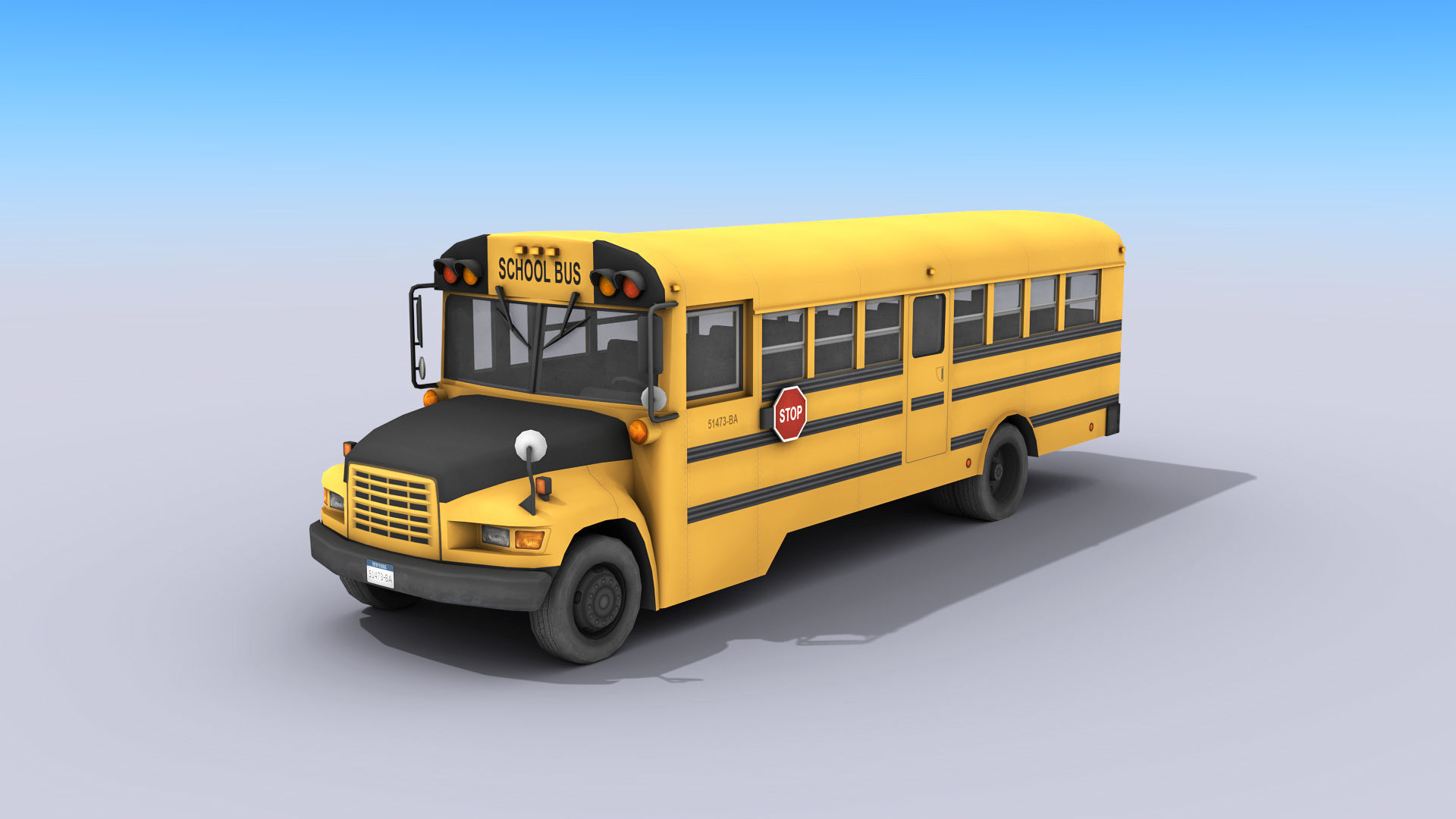 School Bus Low-poly 3D model_9