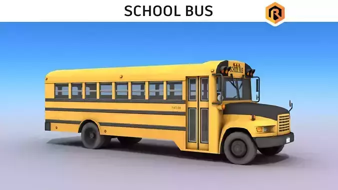 School Bus Low-poly 3D model