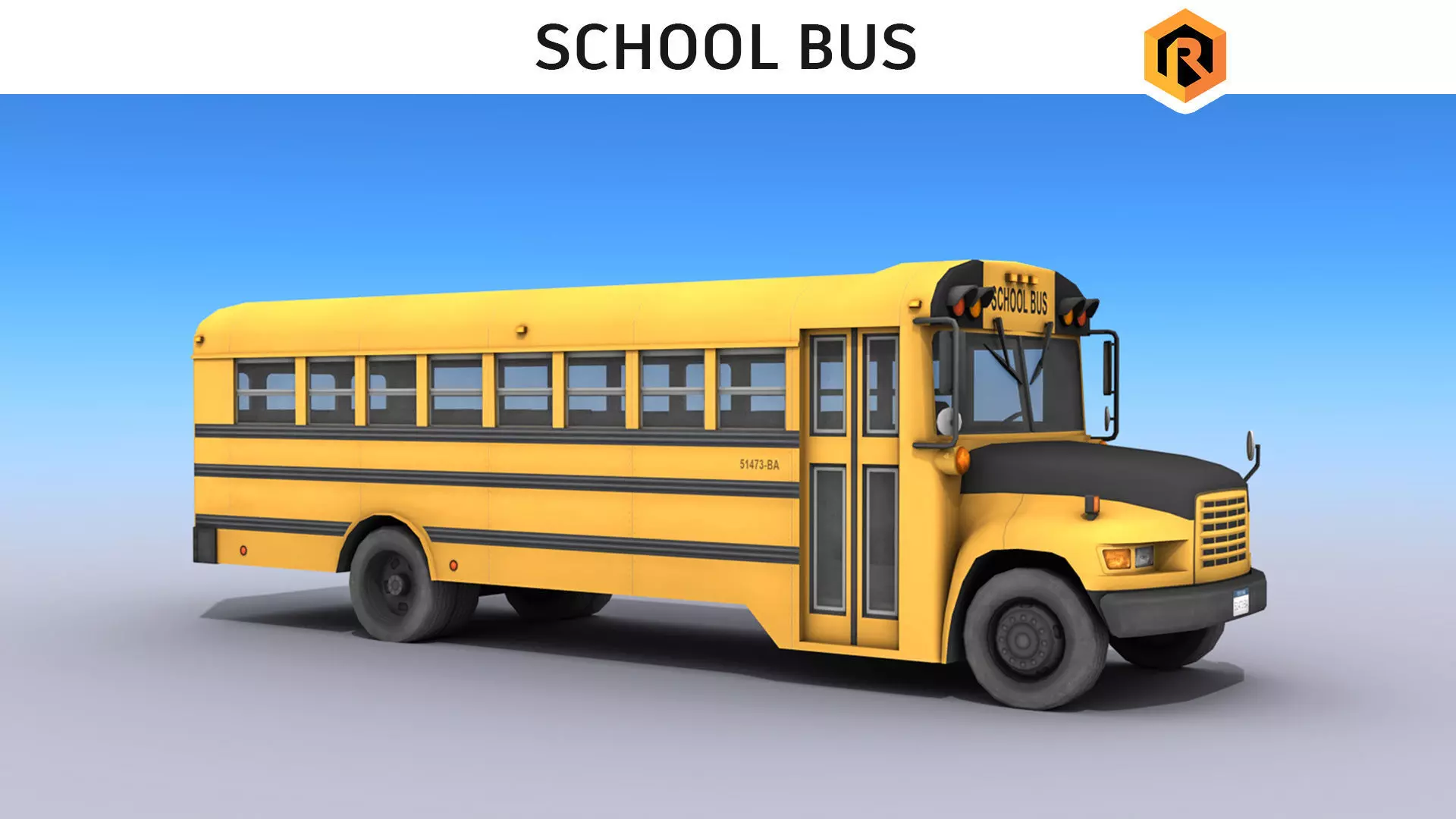 School Bus Low-poly 3D model_0
