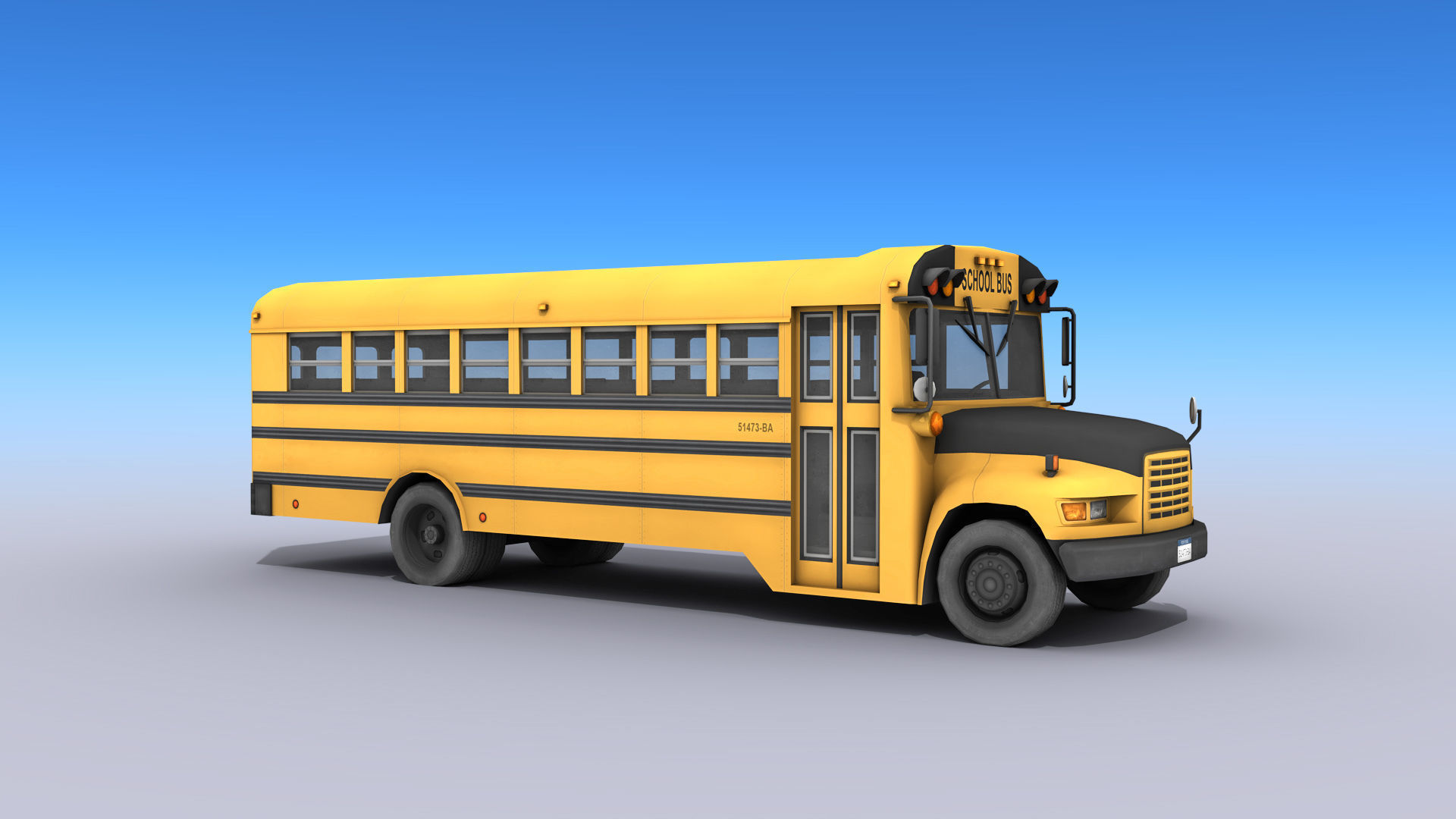 School Bus Low-poly 3D model_4