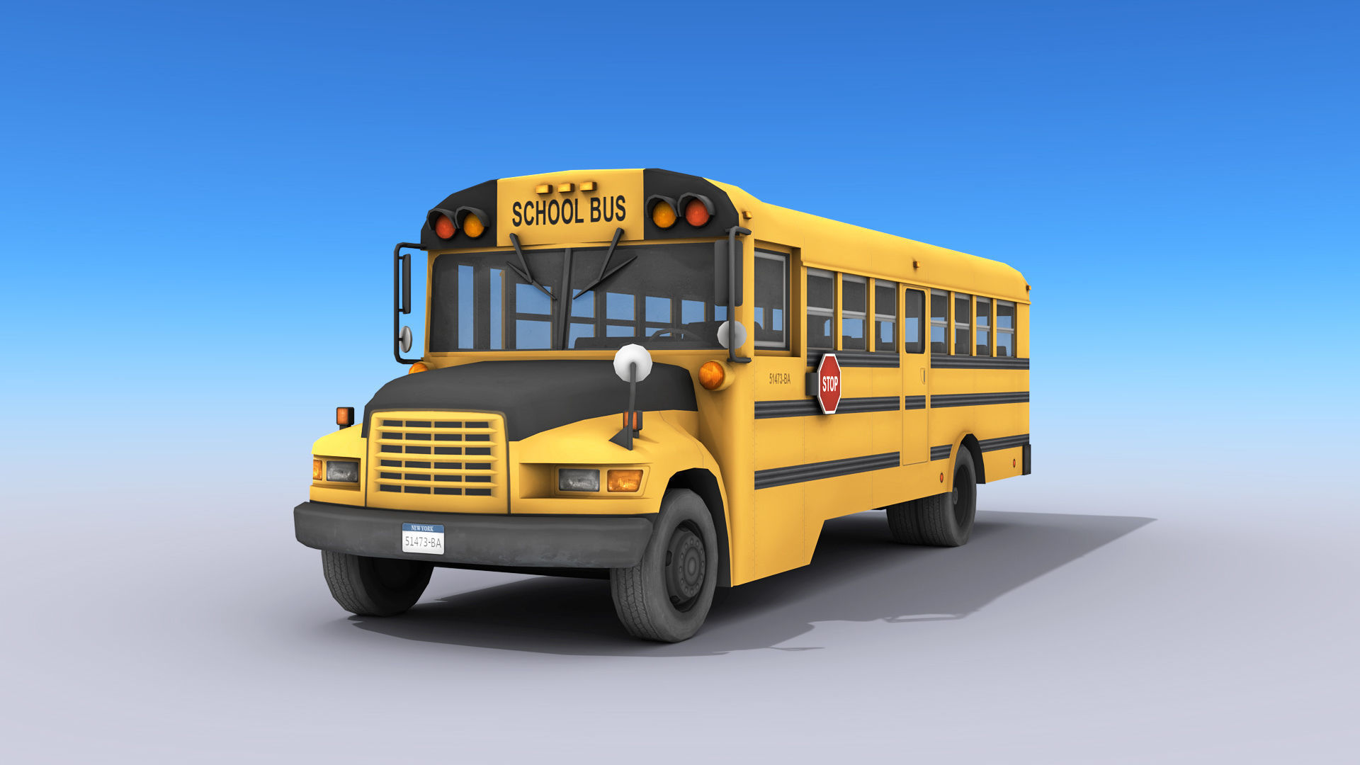 School Bus Low-poly 3D model_2