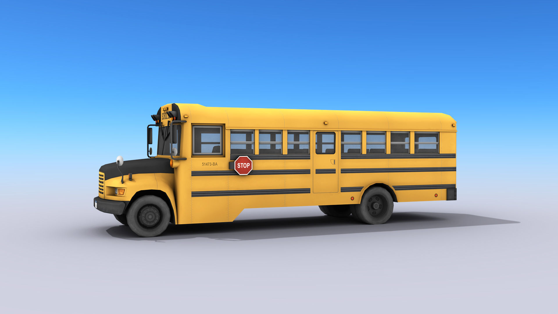 School Bus Low-poly 3D model_11