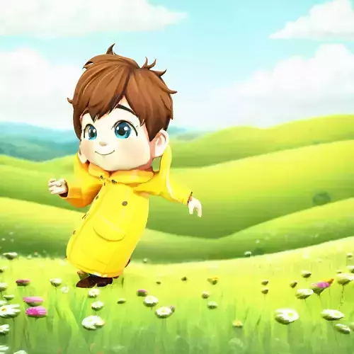 Cheerful Yellow Raincoat Kid model pack