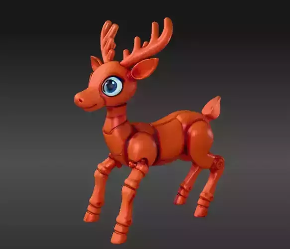 Flexi Reindeer Articulated Holiday Reindeer 3D Print Model