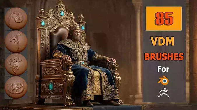  Ornament VDM Brush Pack  85 High Detail Blender  ZBrush 