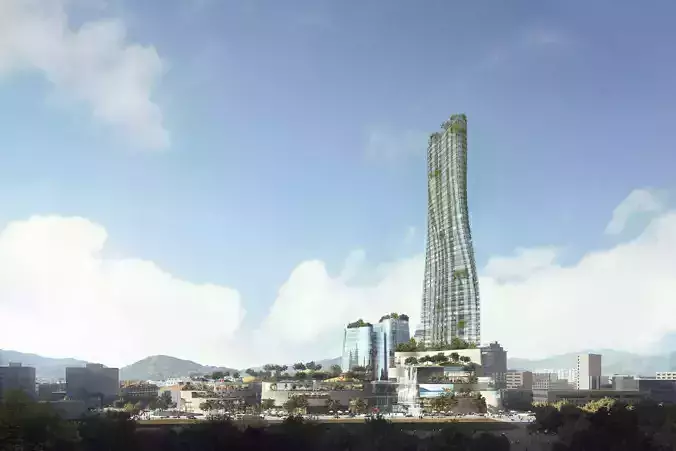 Iconic Twisting Skyscraper with Mixed-Use Podium Complex