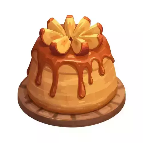 Stylized Caramel Apple Cake 3D Model - Cozy Bakery Dessert Low-poly 3D model