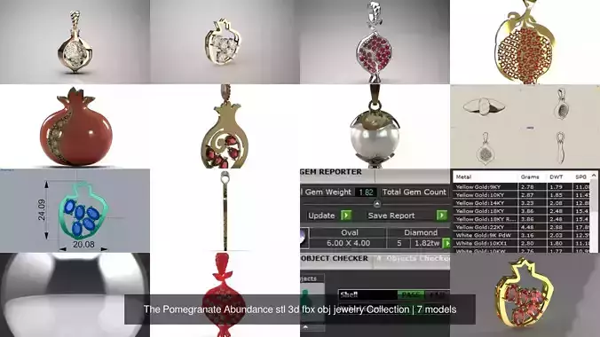 The Pomegranate Abundance stl 3d fbx obj jewelry Collection