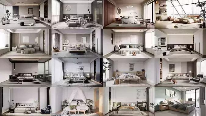 Bedroom Pack 01 for Unreal Engine 3D Model Collection