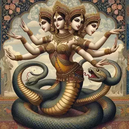 2956 Indian Serpent Woman Dancer on Pedestal  magic