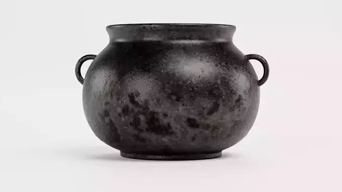 Pot - Rustic Cauldron  3D model 4