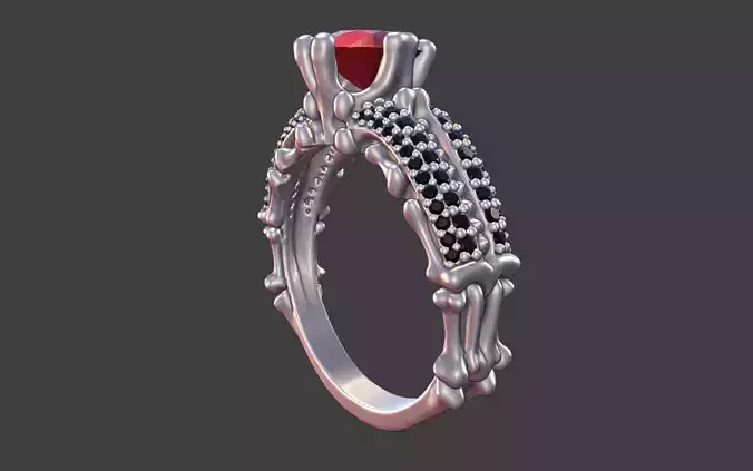 GOTHIC ORNATE ENGAGEMENT RING WITH PAVE PRONG GEMSTONE