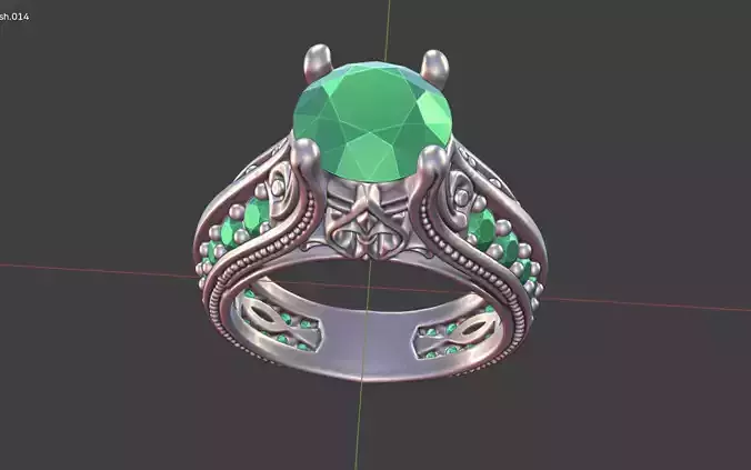 MENS RING WITH PAVE PRONG SET CENTER STONE