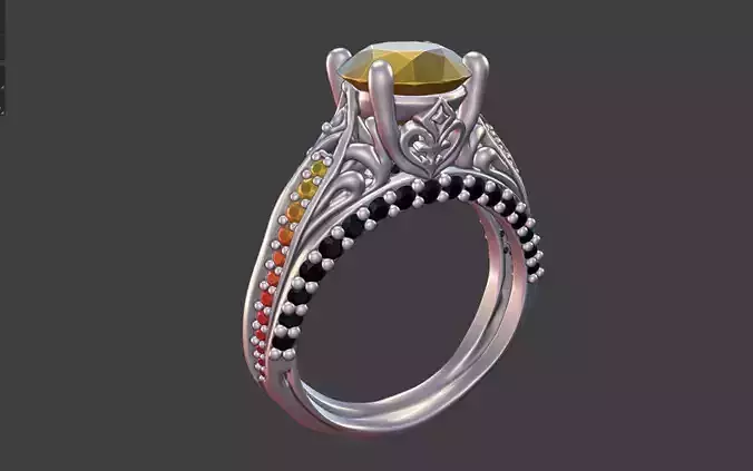 GOTHIC ENGAGEMENT RING WITH PAVE DETAILING