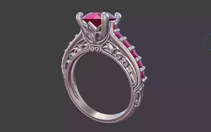 SCROLLWORK RING WITH PAVE