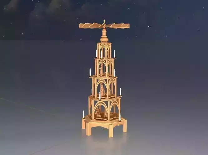 Christmas pyramid version 1 without animation Low-poly 3D model