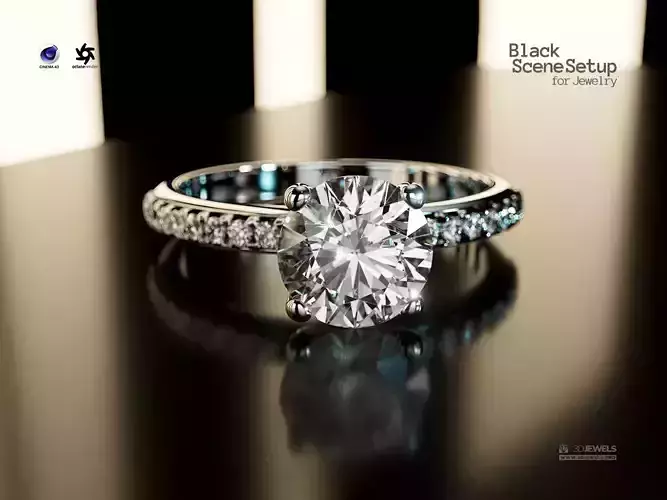 Dark Style Jewelry Rendering Scene for Cinema 4D with Octane