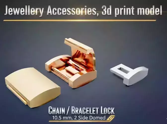  Chain  Bracelet Lock box clasp  2 Side Domed