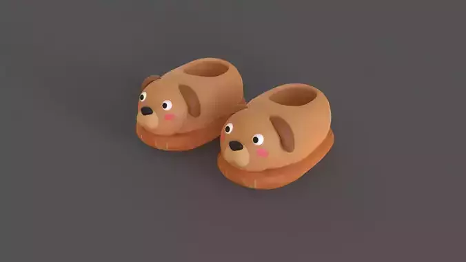 Low-Poly Dog Slippers