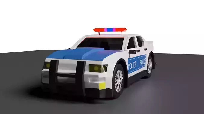 Low-Poly Police Patrol Car - Game Ready