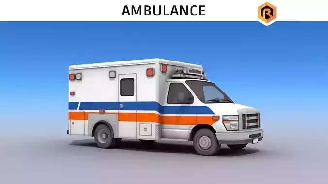 Ambulance Vehicle Low-poly 3D model