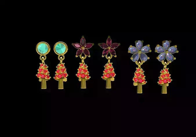 Christmas Tree Hanging Earrings