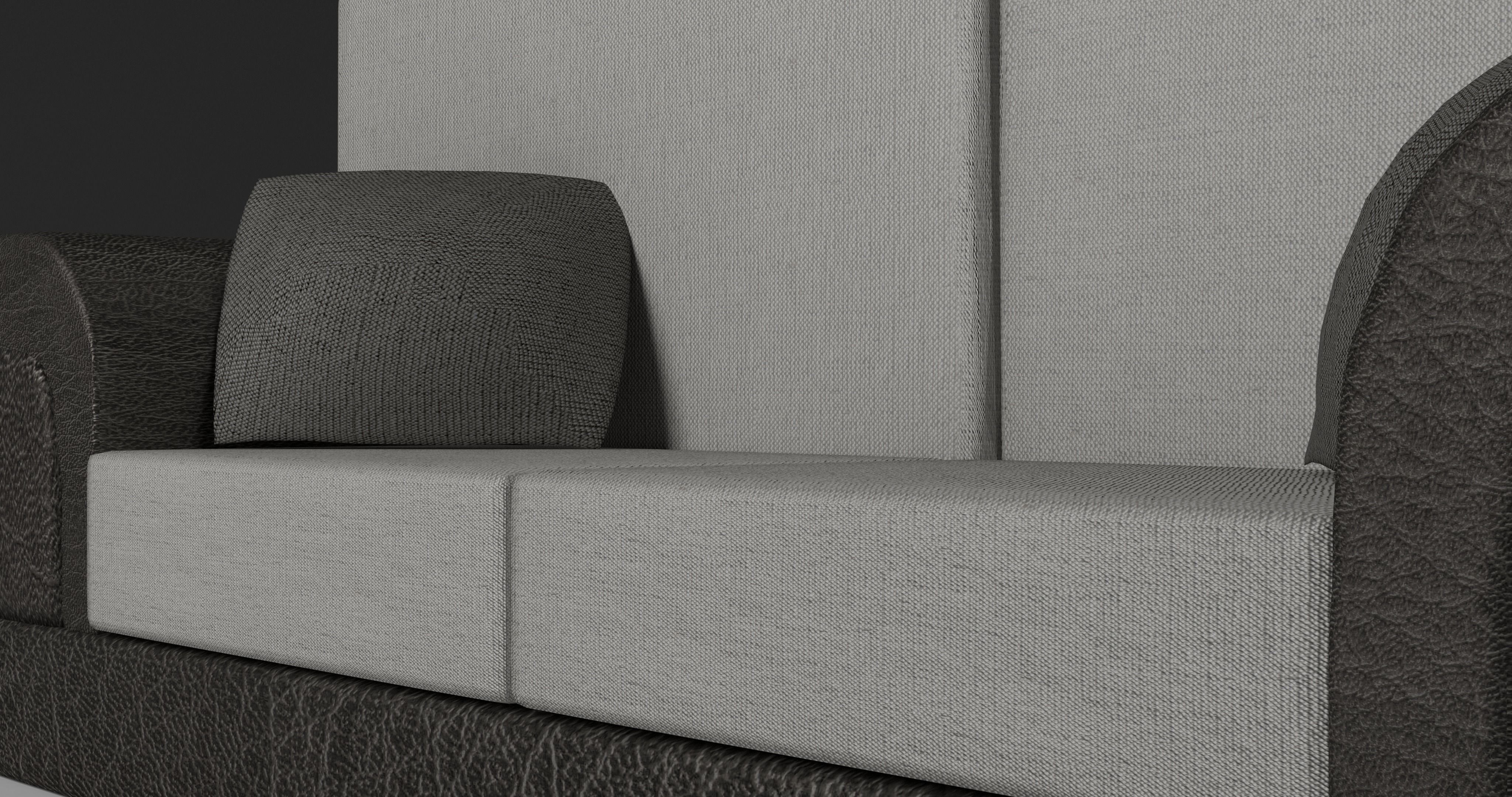 Leather Sofa with Fabric Pillows Low-poly 3D model_1