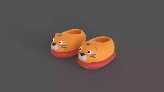 Low-Poly Tiger Slippers