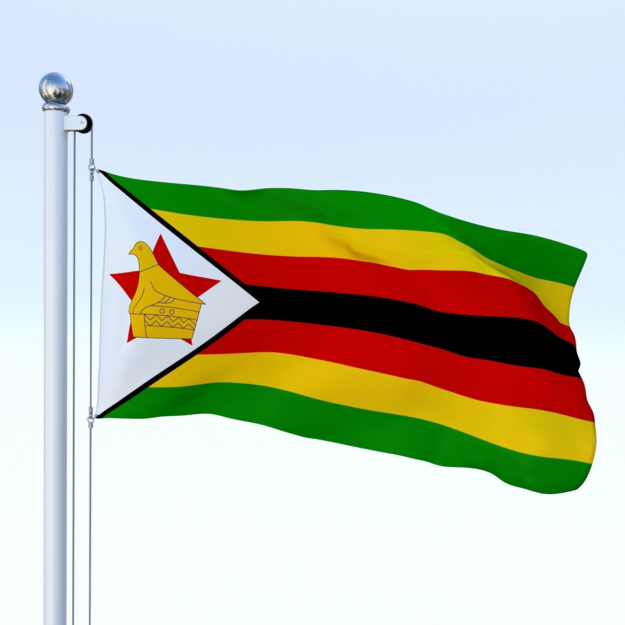Animated Zimbabwe Flag Low-poly 3D model_11