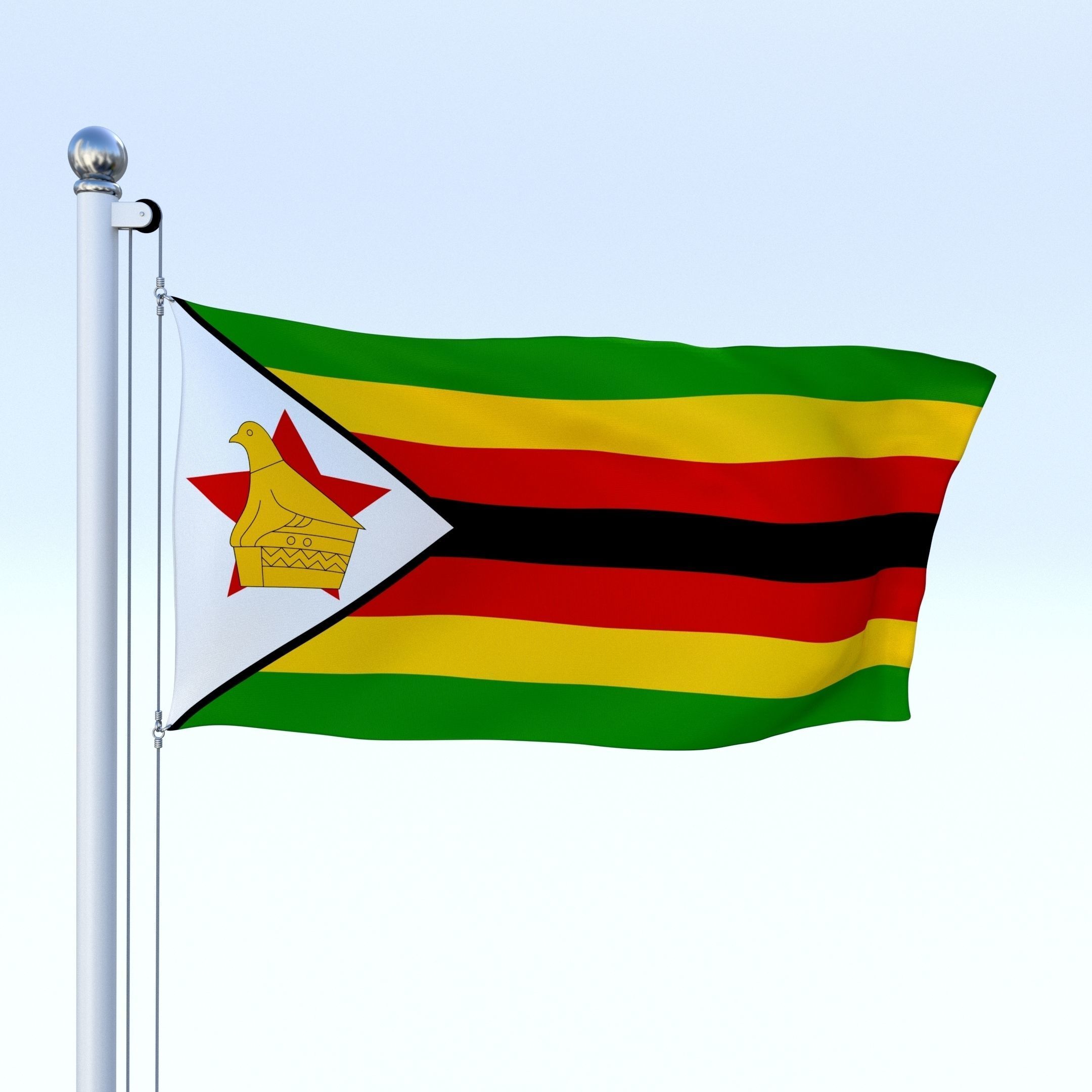 Animated Zimbabwe Flag Low-poly 3D model_10