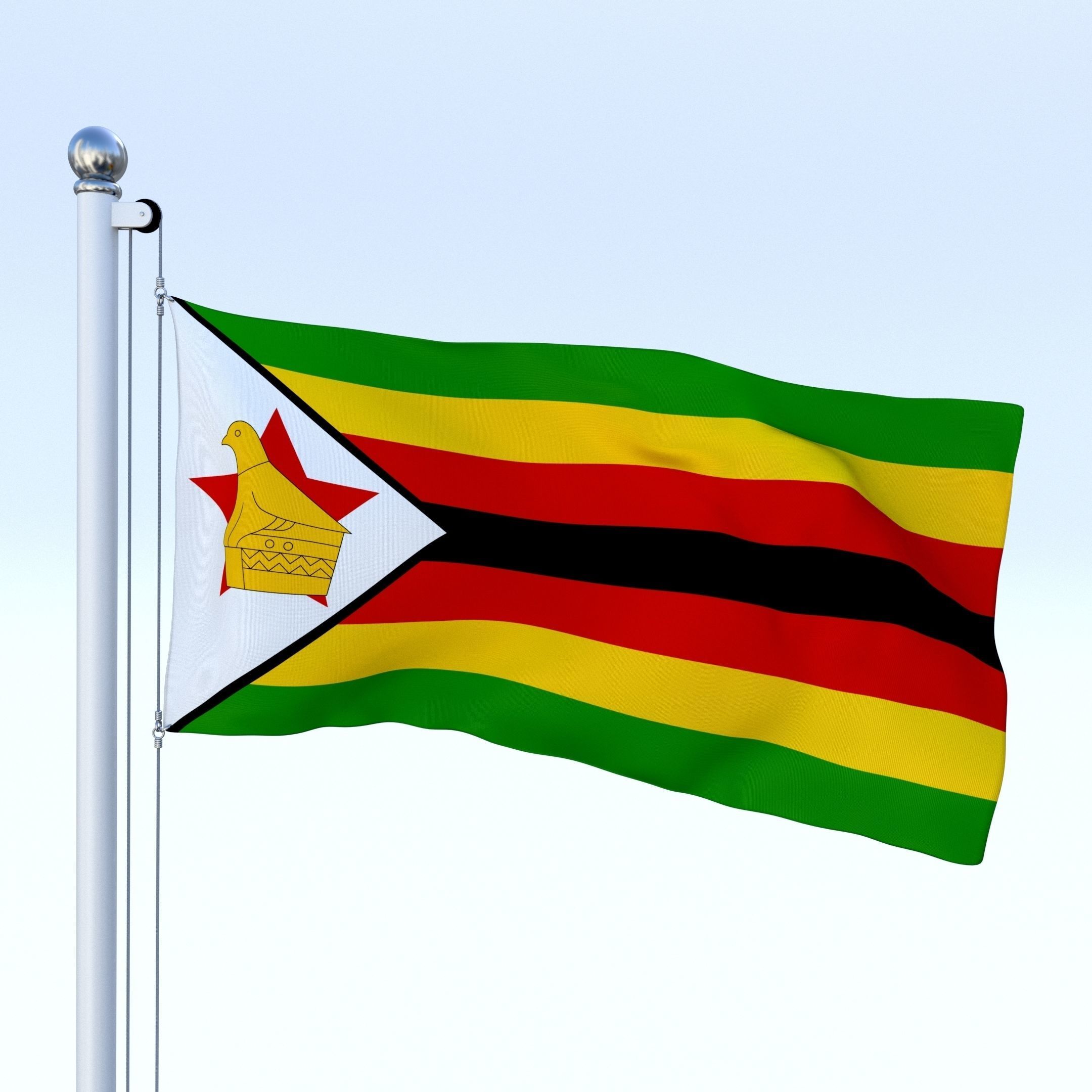 Animated Zimbabwe Flag Low-poly 3D model_12