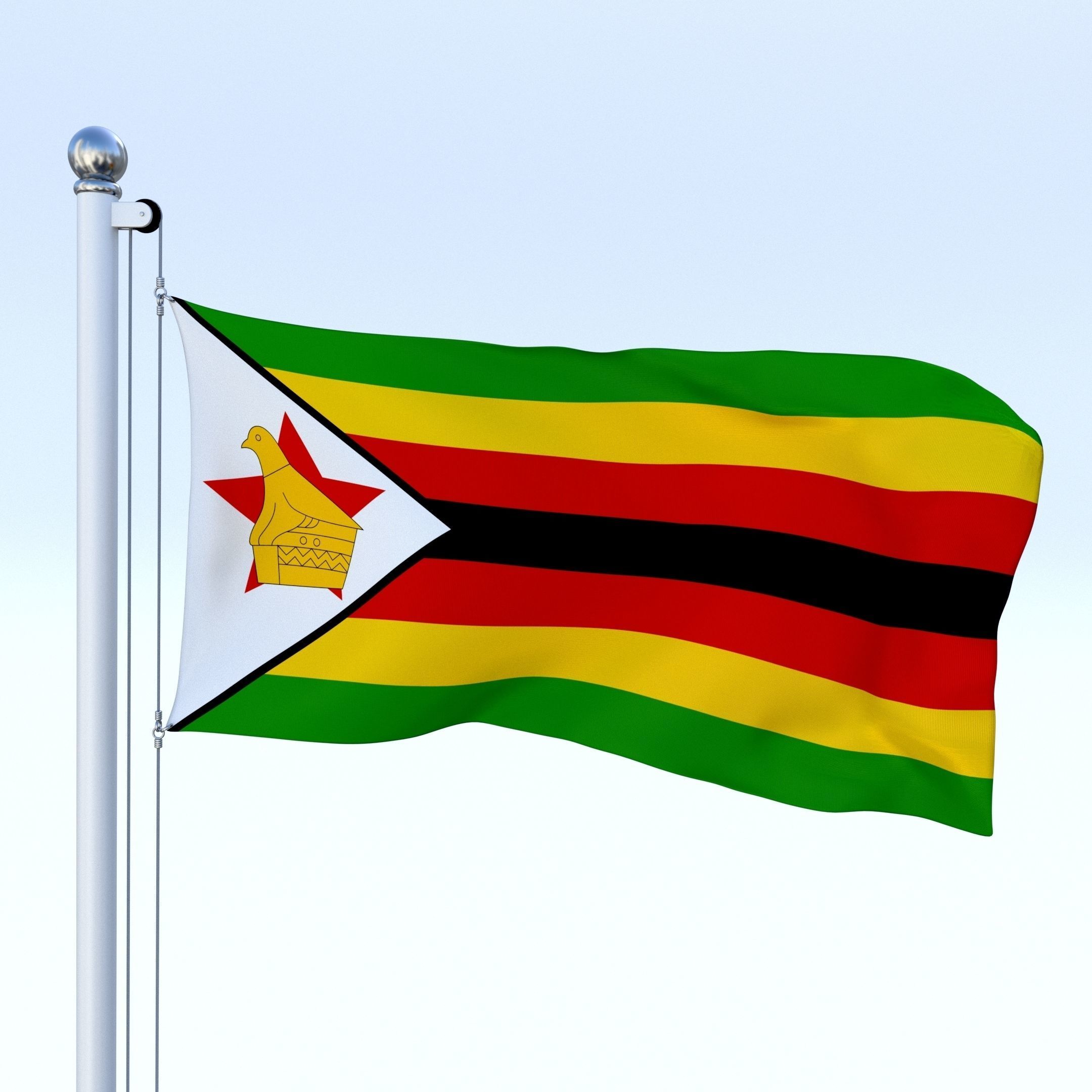 Animated Zimbabwe Flag Low-poly 3D model_1